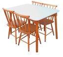 Ver imagem 1 de Jogo de Jantar Colonial Brisa Mesa 110x80cm 04 Cadeiras Mel, Rustico Top:mel Tampo Branco
