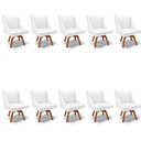 Ver imagem 1 de Kit 10 Cadeiras Estofadas para Sala de Jantar Base Giratória de Madeira Lia Sintético Branco -