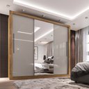 Ver imagem 2 de Quarto de Casal Completo com Guarda Roupa e Cabeceira com 2 Mesas de Apoio Sallêto Móveis