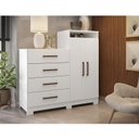 Ver imagem 5 de Guarda Roupa Casal Riva Branco Amêndola Touch Flex com Espelho e Pés e Cômoda Sapateira Áurea