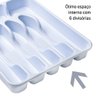 Porta Talheres Organizador C- Tampa 35x30x5cm 6 Divisórias Branco - 2