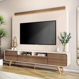 Estante Home Theater Nobre Off White Castanho – Hb Móveis - 6