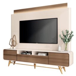 Estante Home Theater Nobre Off White Castanho – Hb Móveis - 1