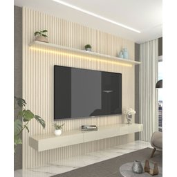 Home Suspenso Requinte 2.2 Ripado com LED Off White - Gelius Móveis - 2