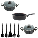 Ver imagem 2 de Jogo Panelas 8 Peças Cerâmica Preto Indução Cooktop Elétrico Á Gás