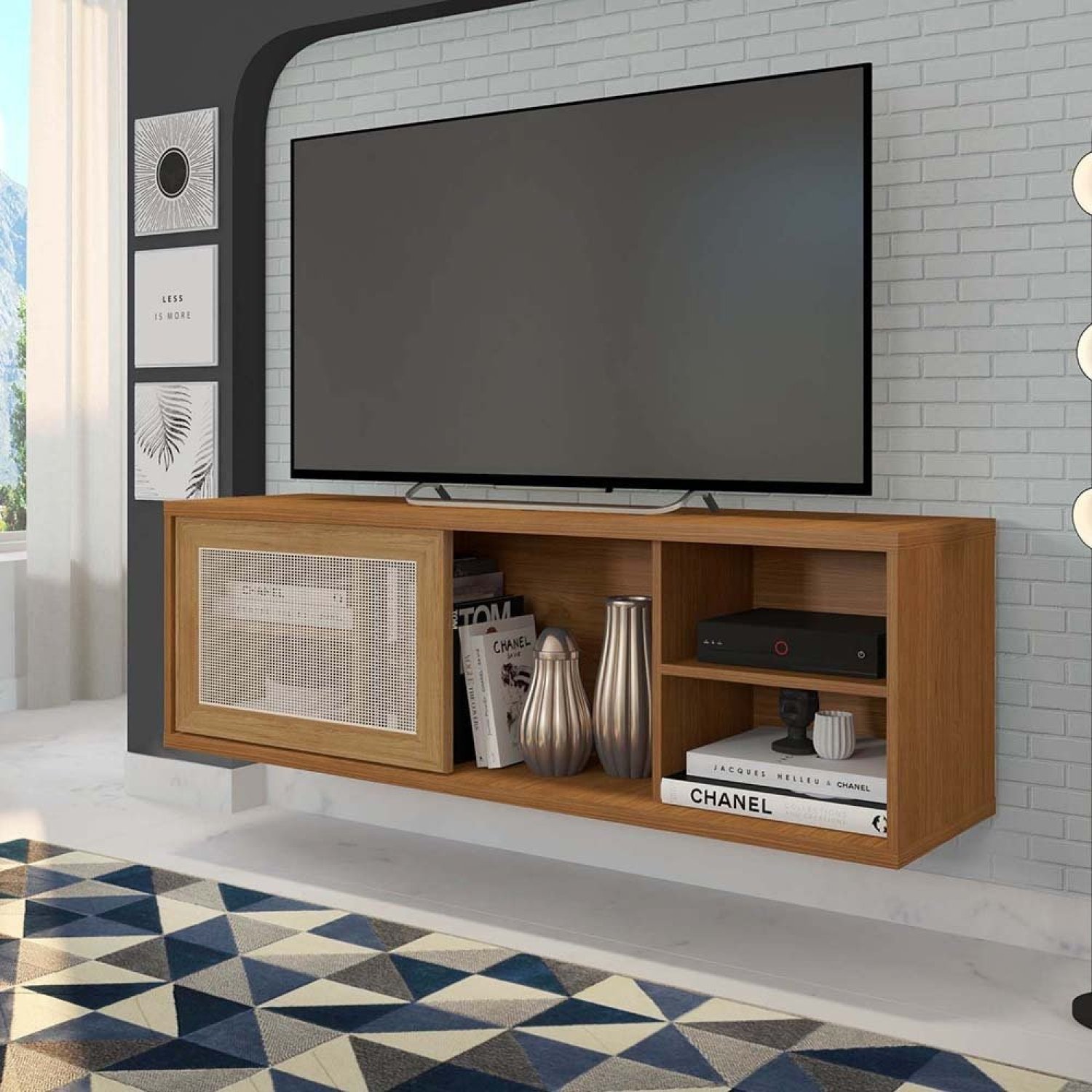 Rack Suspenso para TV até 55 Polegadas 136cm em BP Porta Telada Multiverso CabeCasa MadeiraMadeira Menor preço em Rack Suspenso para TV até 55 Polegadas 136cm em BP Porta Telada Multiverso CabeCasa MadeiraMadeira