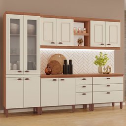 Cozinha Completa Modulada Jessica 100% MDF com 2 Balcões Independentes 10 Portas e 6 Gavetas Tuboarte - 1