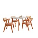 Ver imagem 3 de Conjunto Mesa e 4 Cadeiras Madeira Maciça, Tampo Off White, Rattan Natural e Assento Estofado Verona