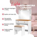 Ver imagem 6 de Penteadeira Lívia 2 Gavetas com Espelho e Luzes LED MDP Branco Infantile Móveis