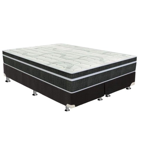 Cama Box Queen: Colchão Molas Orthoflex Bonnel Venezia + Base CRC Suede Black(158x198)