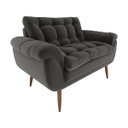 Ver imagem 2 de Poltrona Decorativa Xangai 2 Lugares Veludo Cinza - Matrix