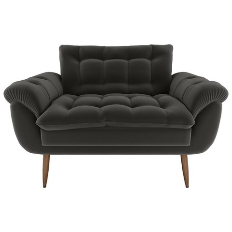 Poltrona Decorativa Xangai 2 Lugares Veludo Cinza - Matrix