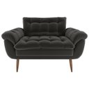 Ver imagem 1 de Poltrona Decorativa Xangai 2 Lugares Veludo Cinza - Matrix