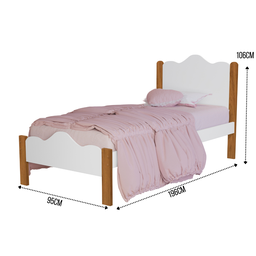 Cama de Solteiro Feminina Nina 100% MDF Padrão Meninas:‎ Branco/Nature - 5