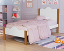 Ver imagem 1 de Cama de Solteiro Feminina Nina 100% MDF Padrão Meninas: Branco/Nature