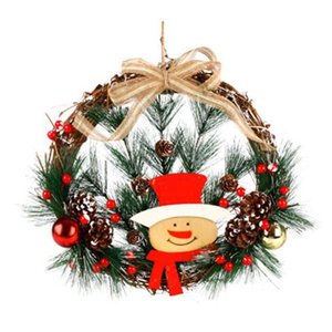 Guirlanda com Cabeca Boneco de Neve / Pinhas / Bolas 30cm