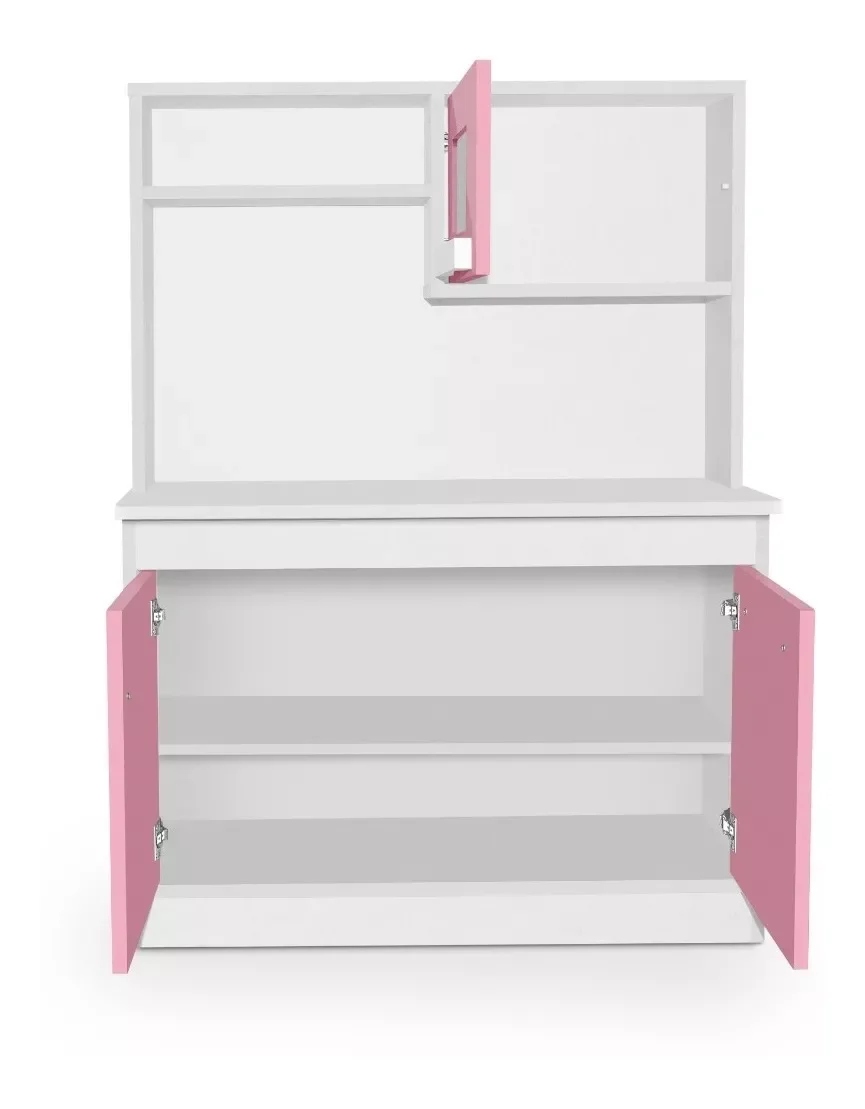 Cozinha Infantil Lúdica em Mdf C/ Pia, Fogão e Torneira Perf:branco/rosa - 4