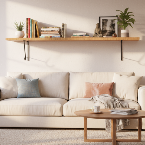 Prateleira Suspensa 30x100cm Suporte Mão Francesa Gancho