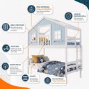 Ver imagem 5 de Beliche Casinha Dos Sonhos com Varanda Madeira Maciça Branco|Azul Housin
