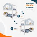 Ver imagem 6 de Beliche Casinha Dos Sonhos com Varanda Madeira Maciça Branco|Azul Housin