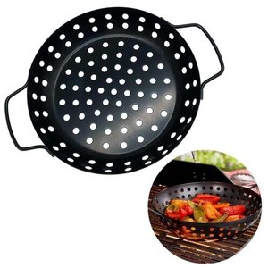 Panela Churrasqueira Fritadeira Grelha Antiaderente Cesto Churrasco Legumes Camarao Peixe Grelhado