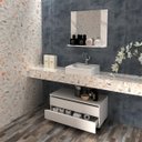 Ver imagem 1 de Kit Banheiro com Gaveteiro e Espelho Branco Mármore