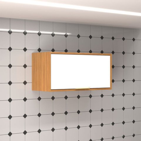 Armário Aéreo Cozinha 70 Cm Domus 1 Porta Nogal/branco - Hecol Móveis