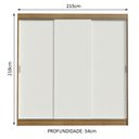 Ver imagem 3 de Guarda-Roupa Casal Madesa Kansas 3 Portas de Correr 3 Gavetas Rustic/Branco Cor:Rustic/Branco