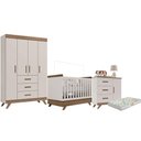 Ver imagem 1 de Quarto de Bebê Retrô Maya com Berço Americano Vitória Off White Carvalho com Colchão Gazin -