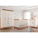 Ver imagem 2 de Quarto de Bebê Retrô Maya com Berço Americano Vitória Off White Carvalho com Colchão Gazin -
