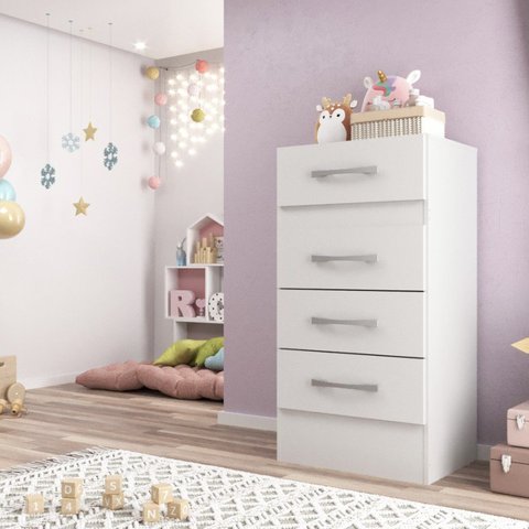 Cômoda Infantil Diana 4 Gavetas Branca