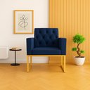 Ver imagem 4 de Poltrona para Sala Quarto e Salão de Beleza Thais com Base de Ferro Dourado Resistente Azul