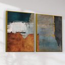 Ver imagem 2 de Quadro Decorativo Abstrato Laranja e Preto Kit 2 Quadros