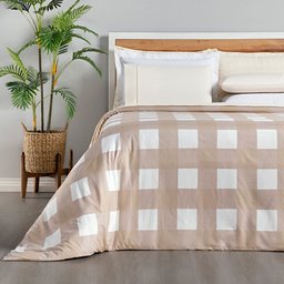 Kit Edredom Duvet Queen Size Dupla Face Estampado Micropercal 200 Fios Capa com Enchimento Cáqui - 2