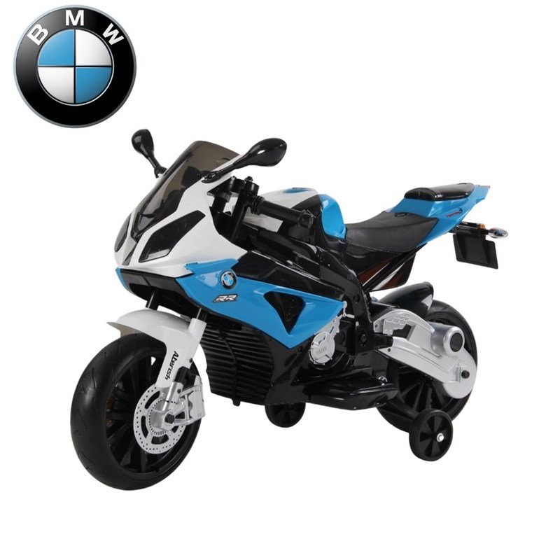 Mini Moto Elétrica Infantil Importway Bmw S1000 Rr Azul e Branco com Rodinhas