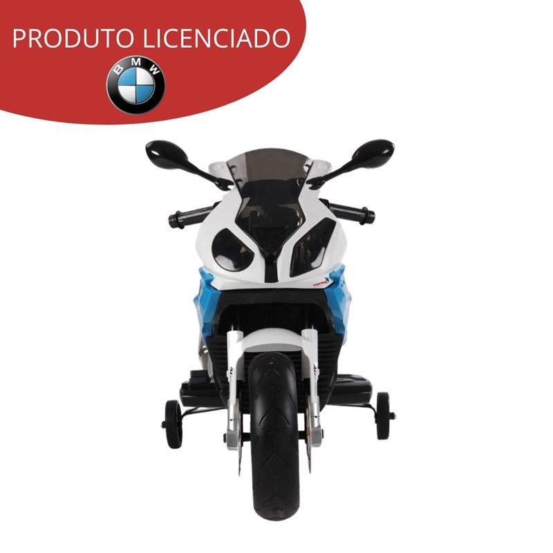 Mini Moto Elétrica Infantil Importway Bmw S1000 Rr Azul e Branco com Rodinhas - 4