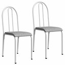 Ver imagem 1 de Kit 2 Cadeiras 544 Sala Jantar Cozinha Pés Aço Tubular Cinza/branco