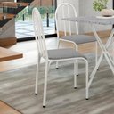 Ver imagem 2 de Kit 2 Cadeiras 544 Sala Jantar Cozinha Pés Aço Tubular Cinza/branco