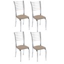 Ver imagem 1 de Conjunto 4 Cadeiras Ipanema Cromada Para Cozinha-suede Bege