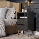Ver imagem 2 de Mesa de Cabeceira Retrô 2 Gavetas - Mod.3042 Cor:preto