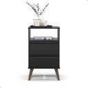 Ver imagem 1 de Mesa de Cabeceira Retrô 2 Gavetas - Mod.3042 Cor:preto