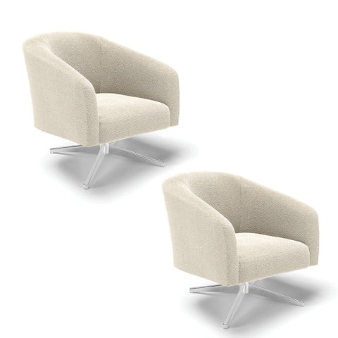 Poltrona Decorativa Giratória Cromada Kit 2 Stella Bouclê D03 - D'Rossi
