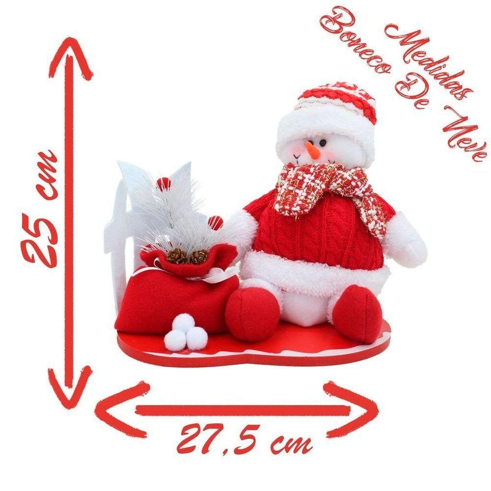 Kit 2 Bonecos Natal Papai Noel e Boneco de Neve Enfeite Tecido - 3