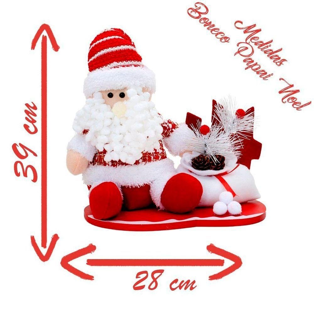 Kit 2 Bonecos Natal Papai Noel e Boneco de Neve Enfeite Tecido - 2