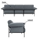 Ver imagem 5 de Sofá Living Modular Industrial 3 Lugares Basileia 340cm Yescasa Veludo Tx Cinza Grafite