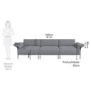 Ver imagem 4 de Sofá Living Modular Industrial 3 Lugares Basileia 340cm Yescasa Veludo Tx Cinza Grafite
