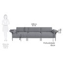Ver imagem 4 de Sofá Living Modular Industrial 3 Lugares Basileia 340cm Yescasa Veludo Tx Cinza Grafite