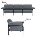 Ver imagem 5 de Sofá Living Modular Industrial 3 Lugares Basileia 340cm Yescasa Veludo Tx Cinza Grafite