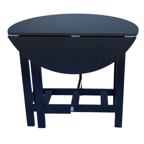Mesa Prática Dobrável Preta Rustica, Bar Cozinha Lazer ( Redonda )