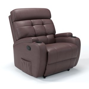 Poltrona do Papai Reclinável em Couro Cor Marrom Reclinação Manual - Modelo Florença